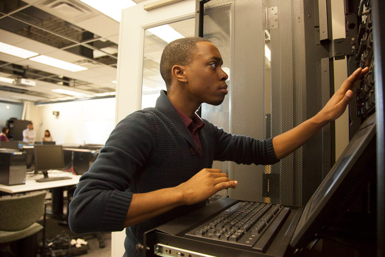 Man checking a computer